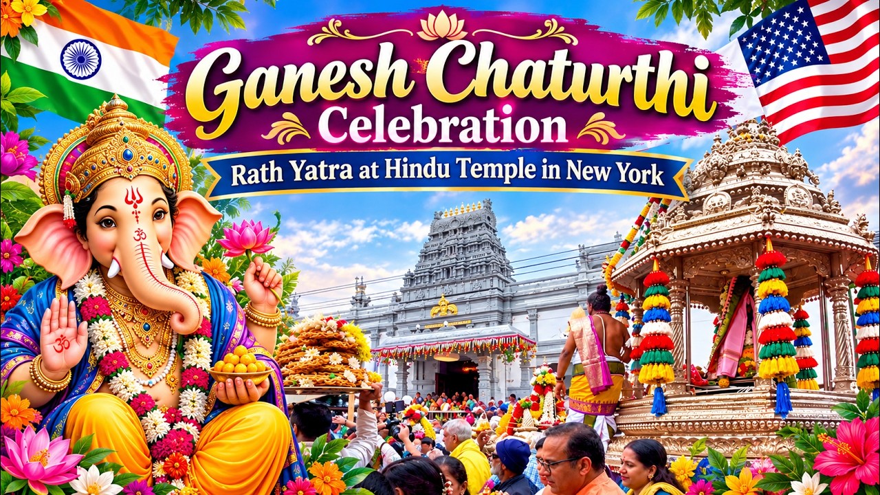 Ganesh Chaturthi Rath Yatra 2026 🇮🇳 | Hindu Temple Society of North America | New York, USA