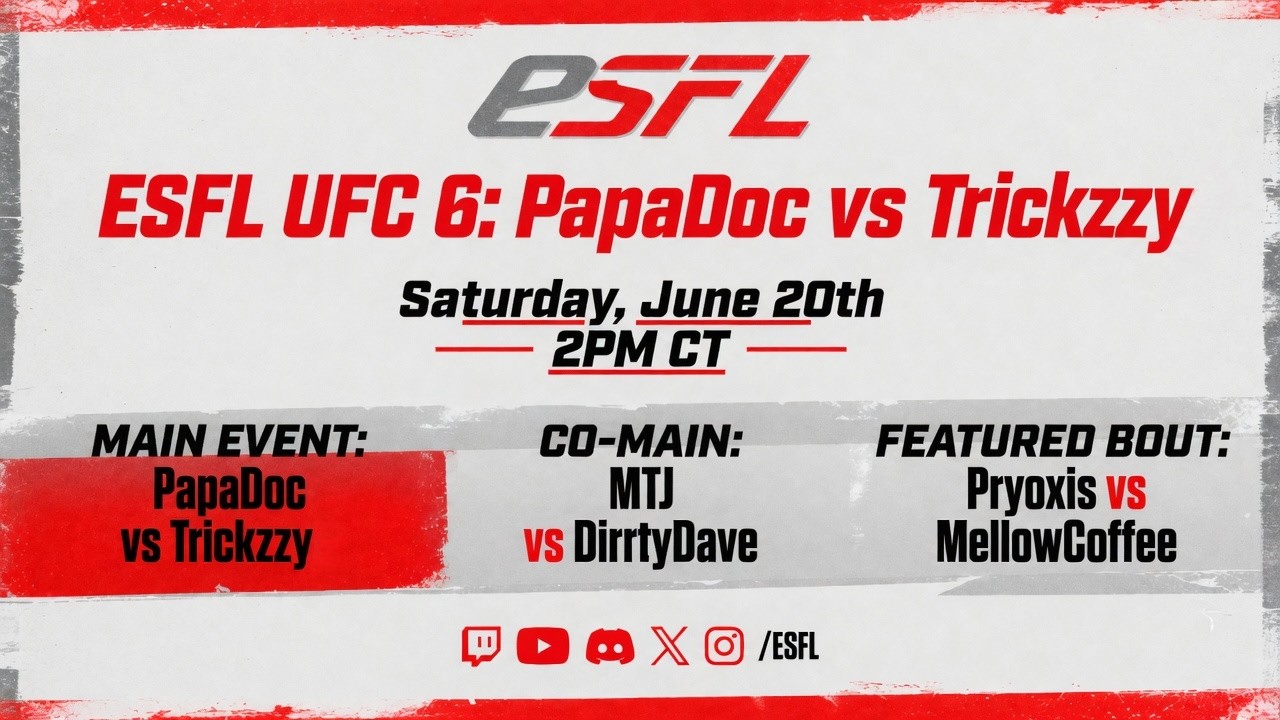 PapaDoc v Trickzzy; MTJ v DirrtyDave; Pryoxis v MellowCoffee! #ufc6  Launch  (1440p 60fps Archive)