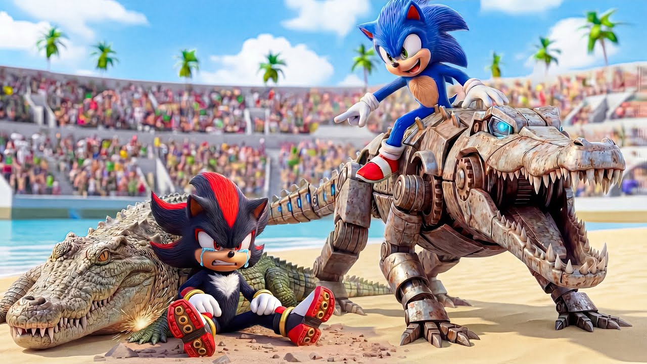 🐊🔥 A HORRIFYING BATTLE! Sonic vs. Shadow vs. a Giant Crocodile
