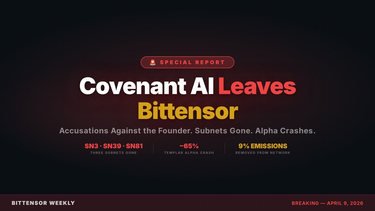 BREAKING: Covenant AI Leaves Bittensor. Accusations Against Founder.  Alpha Crash. | Special Report