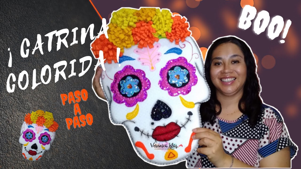 🔥📢Tutorial como hacer Calavera 💀 de fieltro gigante colorida paso a paso con moldes incluidos