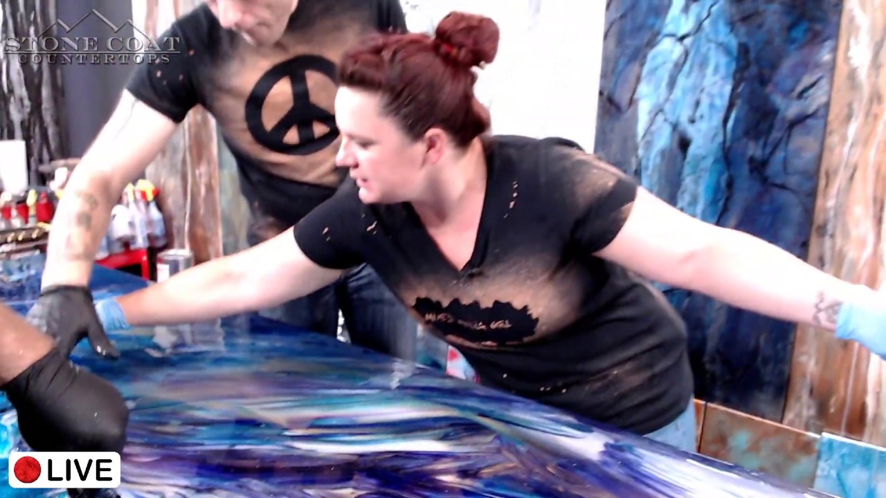 Mixed Media Girl Live with Stone Coat Countertops! Large resin painting!