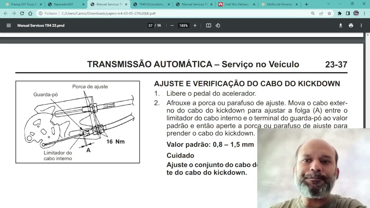 Pajero TR4 - Ajuste dos Cabos Kickdown e de Acelerador: Detalhes Técnicos