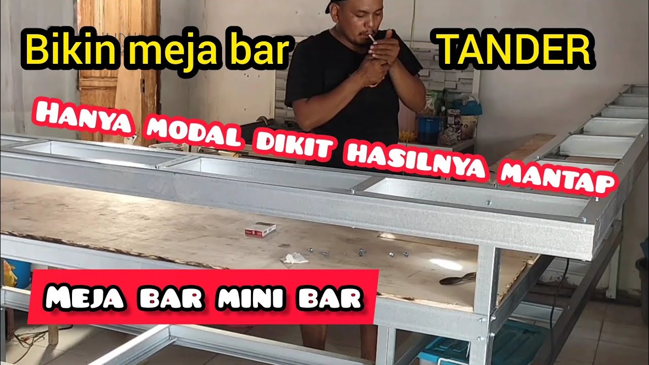 cara buat meja BAR TANDER || cara buat meja bar mini hanya modal baja ringan dan triplek