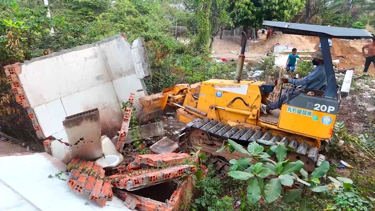 Amazing cleaning project Support by Dozer D20P Truck 5T to pushing & sand drop to Flooded land