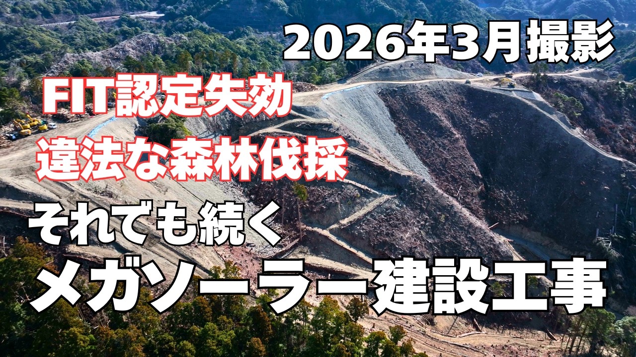 それでも続くメガソーラー建設工事【2026年3月撮影】鴨川市 メガソーラー【FIT認定失効】違法な森林伐採 行政指導