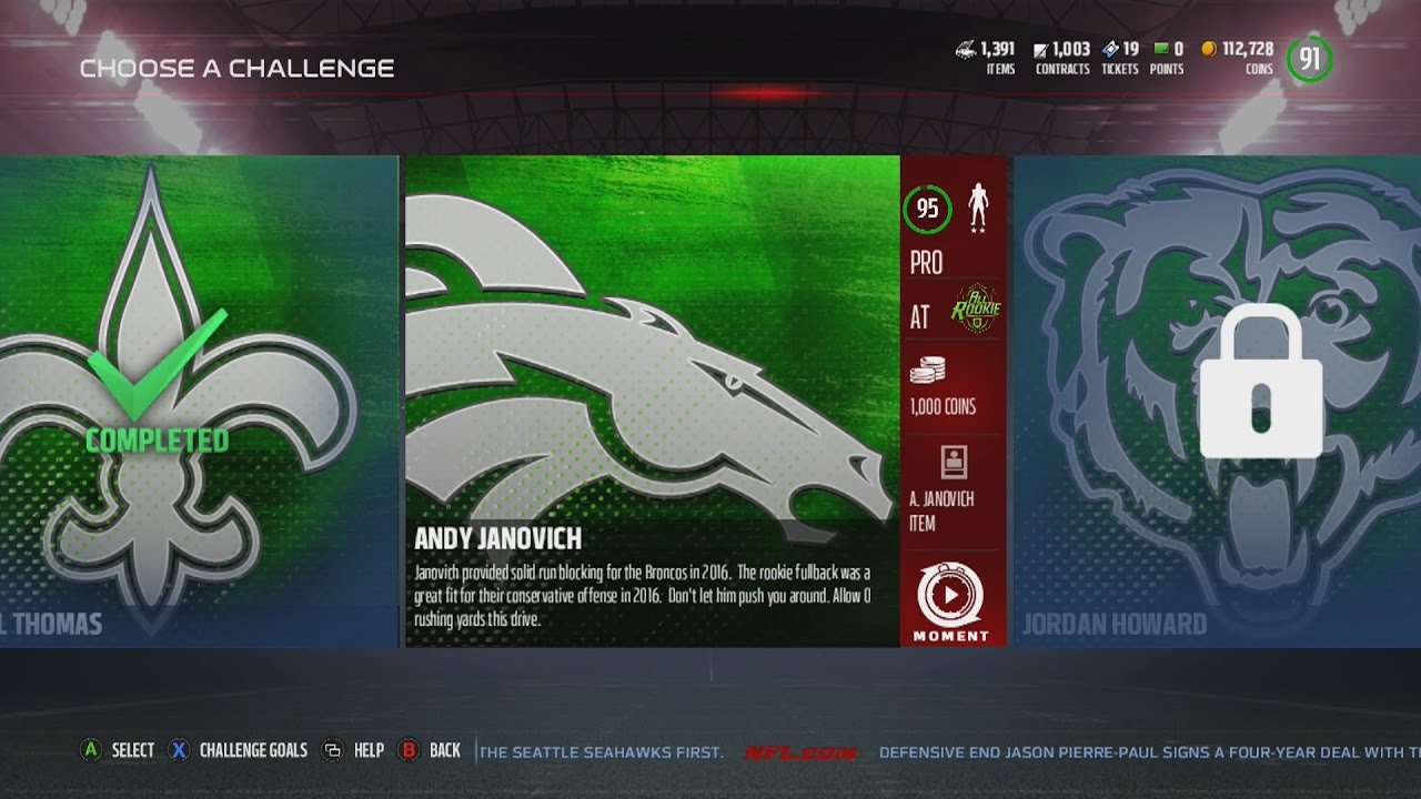 Madden NFL 17 | MUT All-Rookie Challenge | Offensive All-Rookie Team Challenge #10 | Andy Janovich
