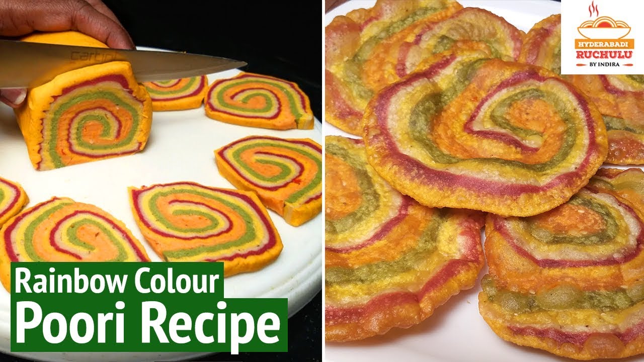 Colourful Poori For Kids | Rainbow Puri Recipe | Soft Poori for Kids Lunch Box Recipe