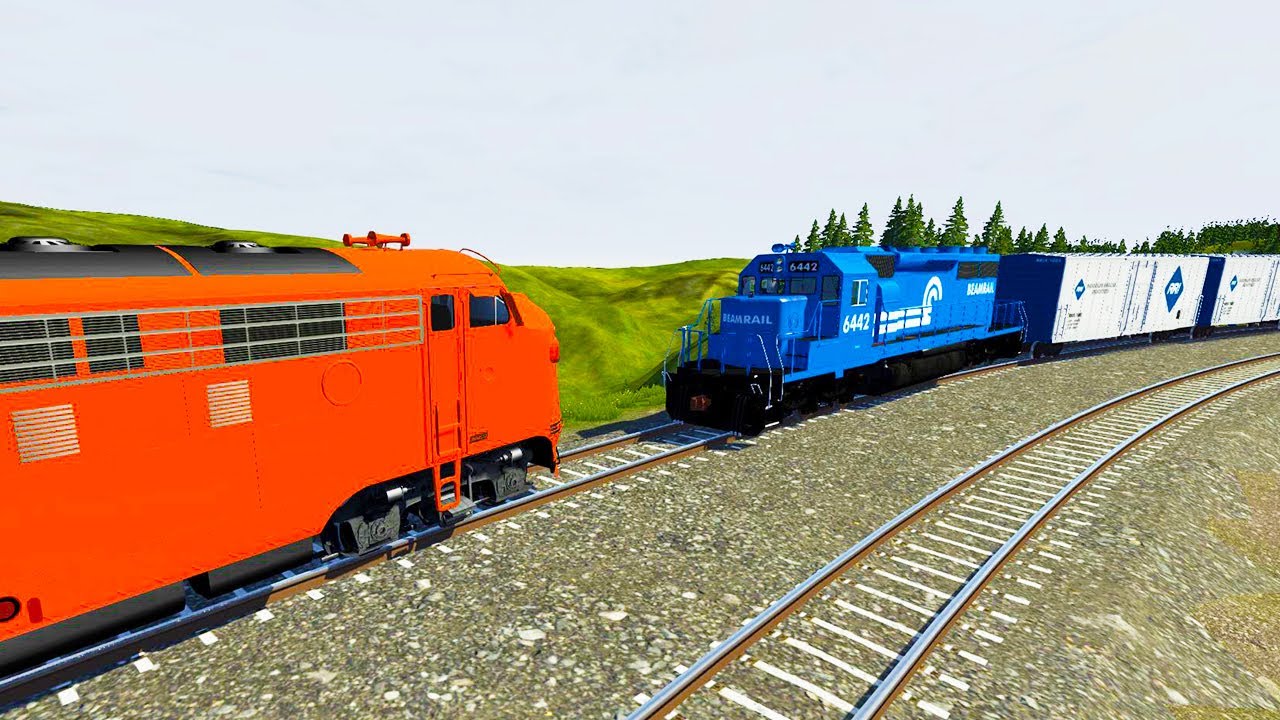 Passenger train Vs. Cargo train Confrontation | BeamNG Drive - Amazing Train Accidents, Dancing Cars