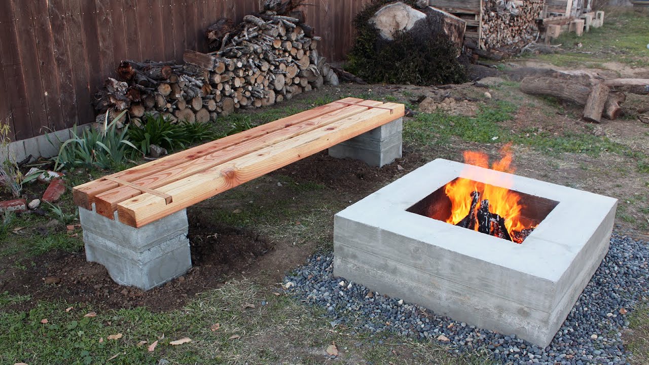 How to make outdoor concrete and wood bench