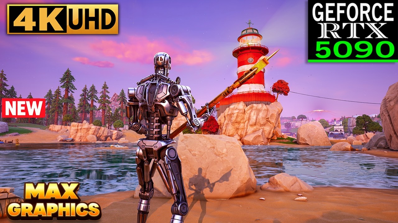 Fortnite T-800 Skin Gameplay | RTX 5090 ( 4K Max Settings + RTX ON )
