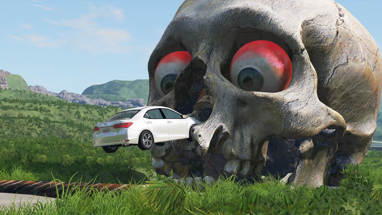 Trampoline Pothole vs Cars - BeamNG Drive