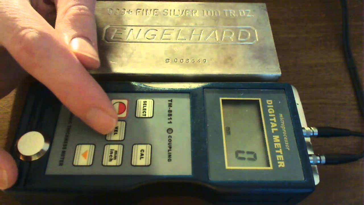 Using an Ultrasonic Thickness Gauge to Test a Real and Fake 100oz Engelhard Silver Bar