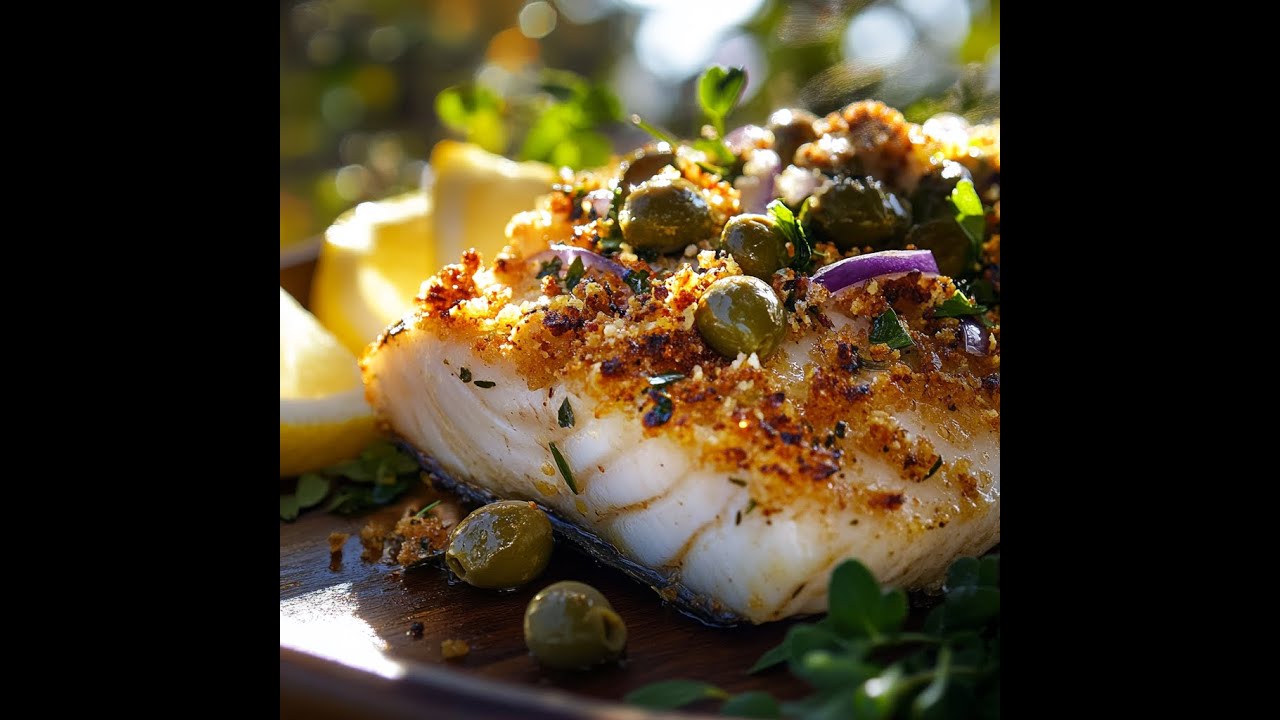 Fischfilet in mediterraner Kruste  #mirkoskueche #kikiandsimon #rezept #Heilbutt #Fischfilet #cat