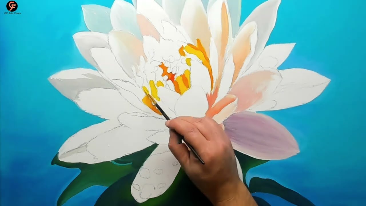 Como PINTAR la FLOR DE LOTO #flores #timelapse