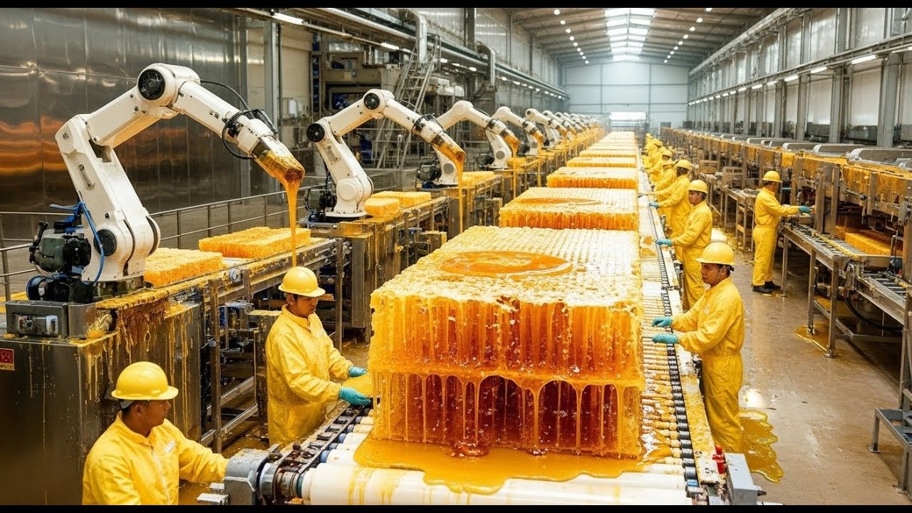 Inside A Giant Honey Bee Factory:  Engineering the Perfect Premium Honeycomb Jar (full process).