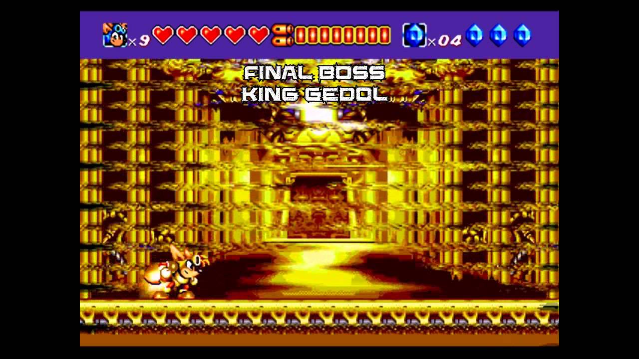 Sega Megadrive/Genesis Sparkster Golden Armor (7 required sword locations), last boss & true ending