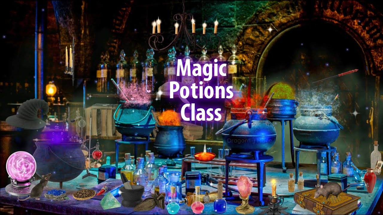 Magic Potions Class 🔮 ASMR Ambience | Harry Potter (bubbling, herb mixing, writing)