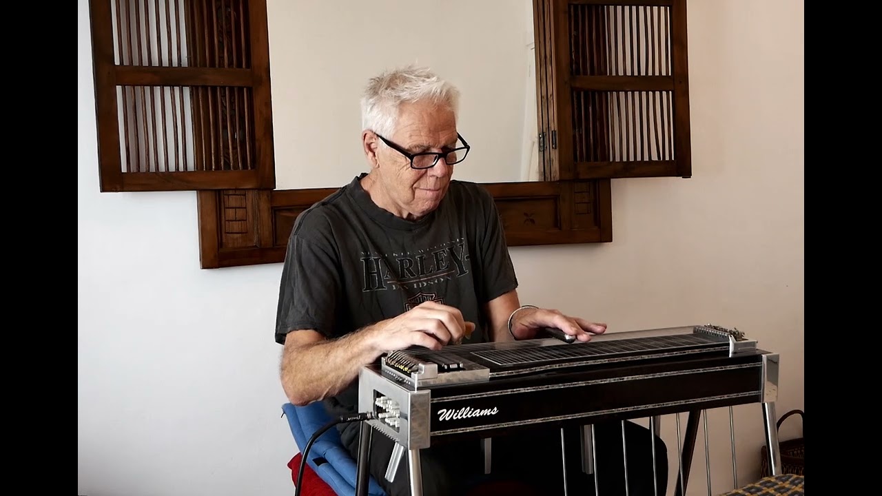 Excessive vibrato pedal steel guitar playing without pick or palm blocking (for the most part).