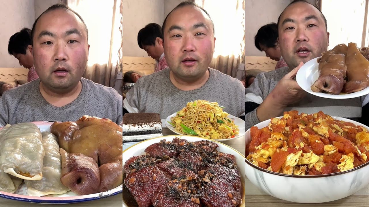 Mukbang # Part 50: Eat Sea Conch pig brain 🧠 belly pork bone head pig #meat #belly #noodles #food 