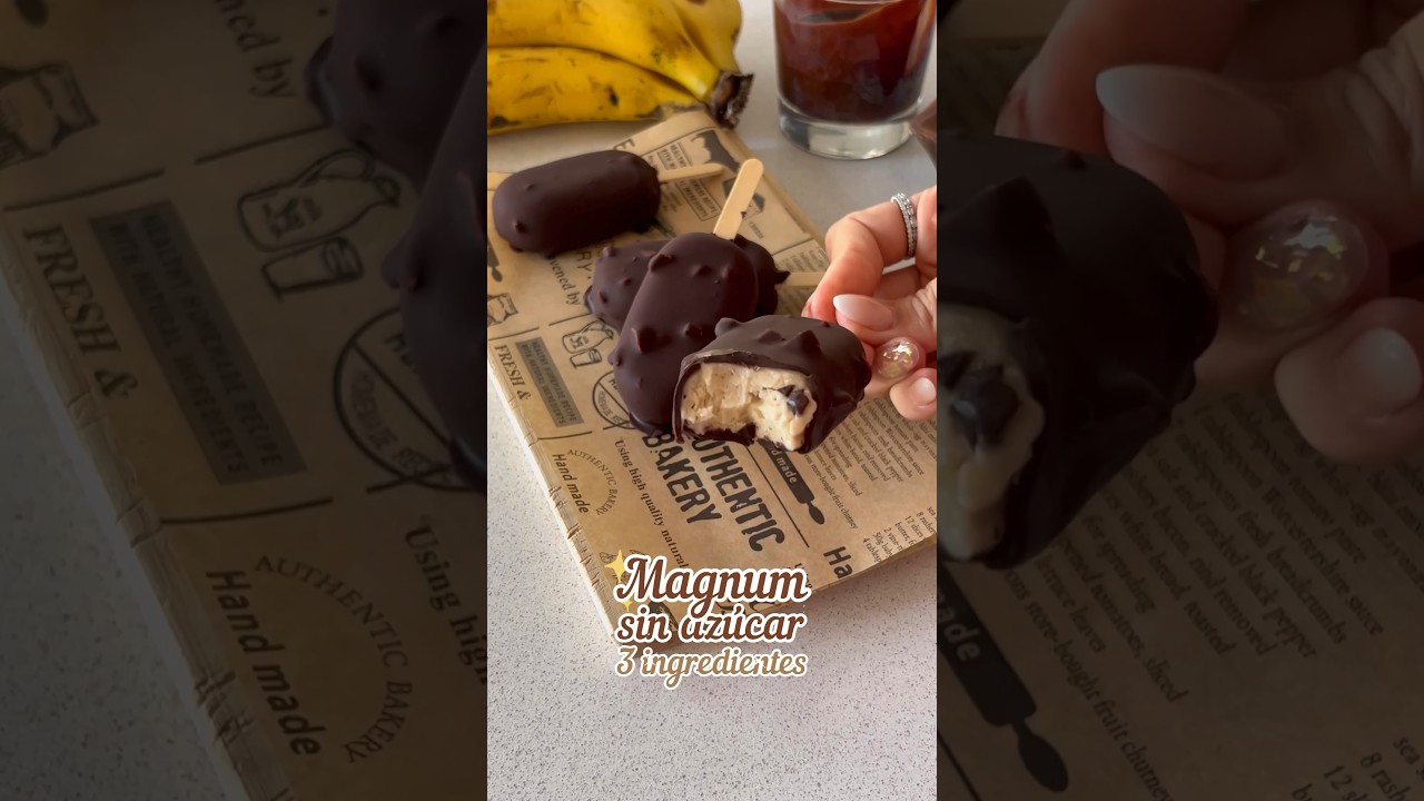 Magnum sin az&uacute;car 3 ingredientes #recetasfaciles #recetas #heladocasero #3ingredientes #heladosano