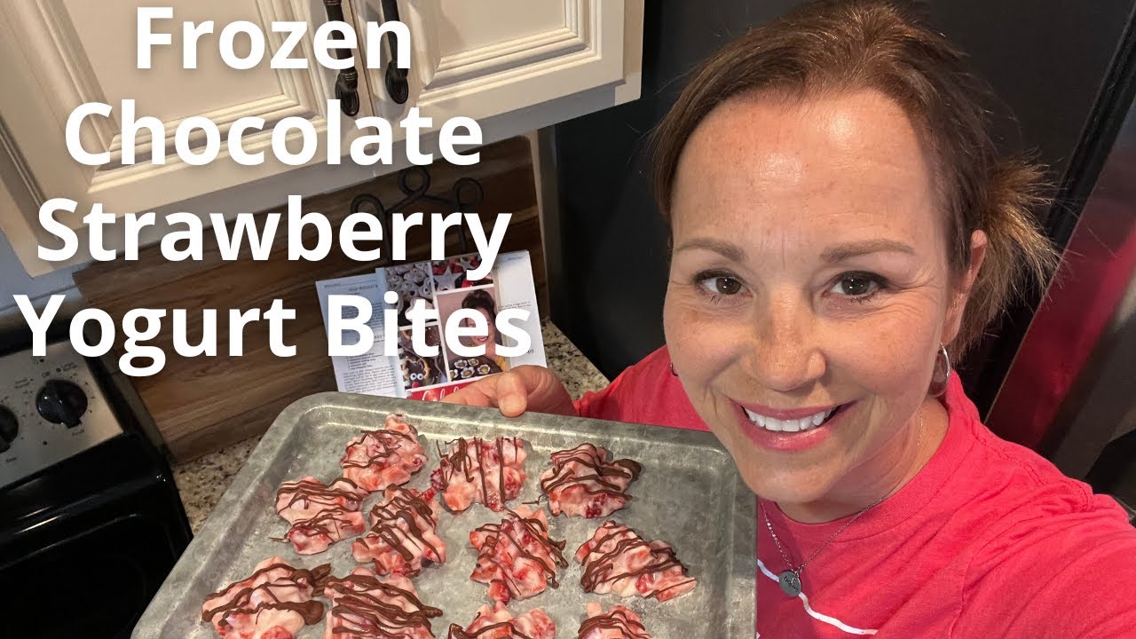 Frozen Chocolate Strawberry Yogurt Bites | East snack for kids in the summer | Healthy fruit treats