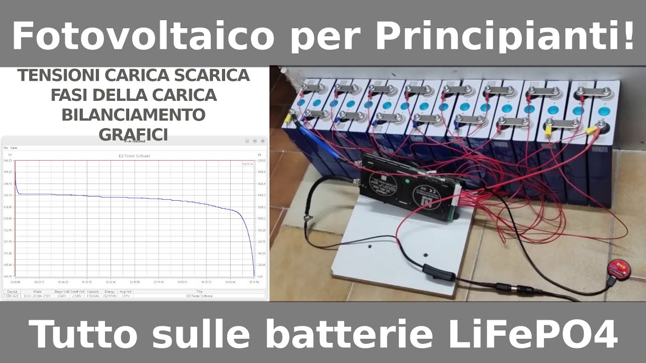 FOTOVOLTAICO GUIDA PER PRINCIPIANTI TUTTO SULLE CELLE LiFePO4 VALORI DI CARICA SCARICA, FASI, CICLI