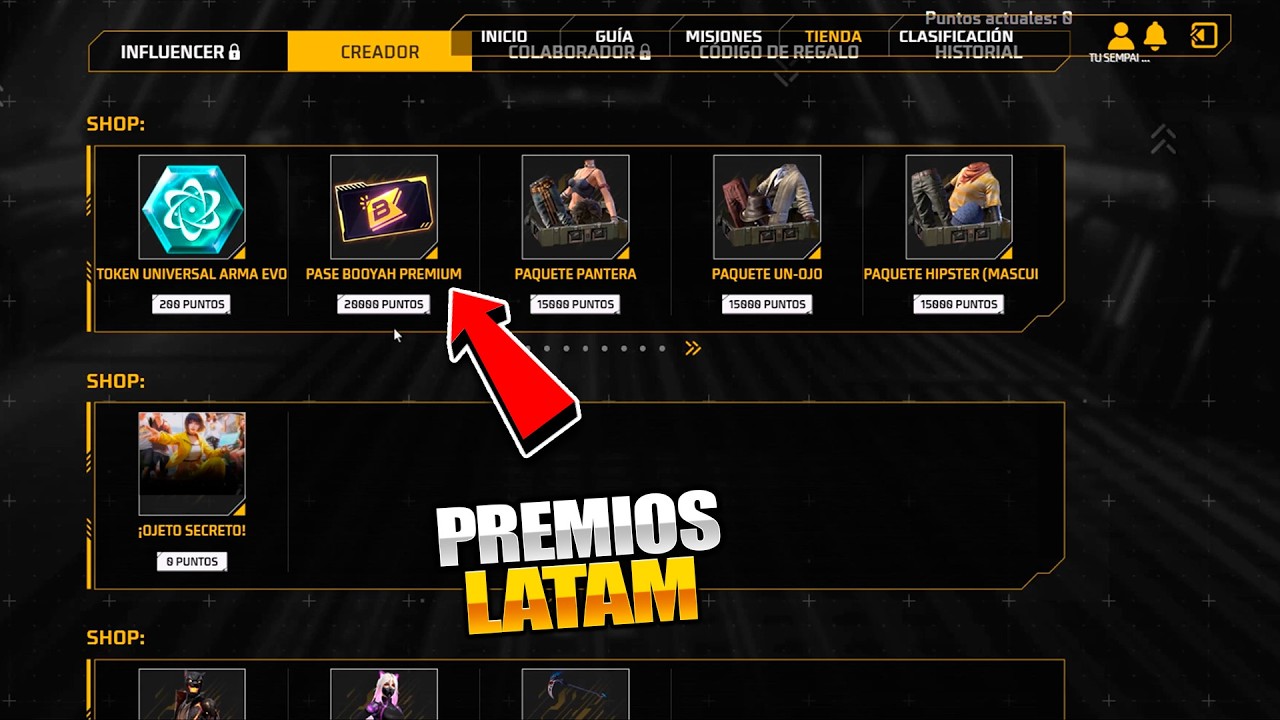 🌟GRATIS PASE BOOYAH EN TIENDA DE CREADORES DE CONTENIDO - MINI INFLUENCERS