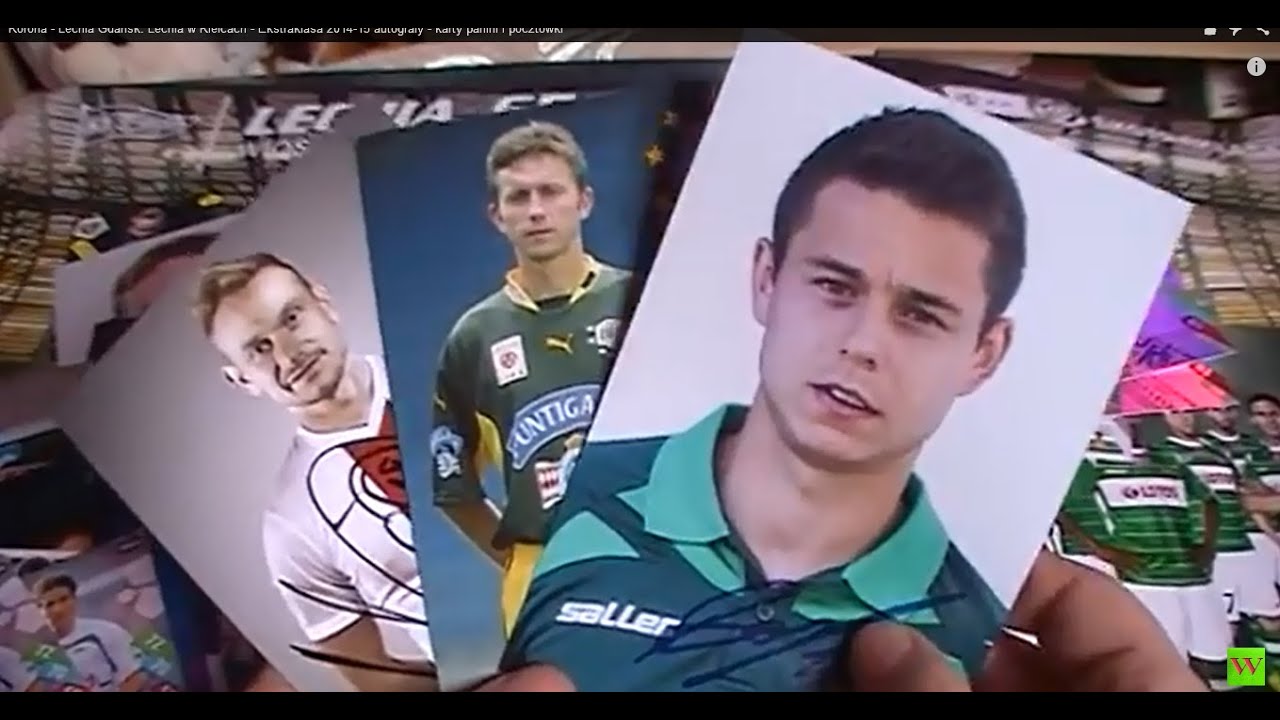 Korona - Lechia Gdansk. Lechia w Kielcach - Ekstraklasa 2014-15 autografy - karty panini i pocztówki