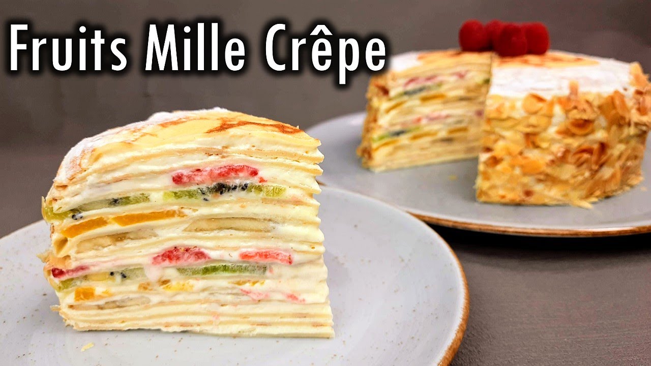 How to make a fruits crêpe cake (fruits “mille crêpe”) 😋