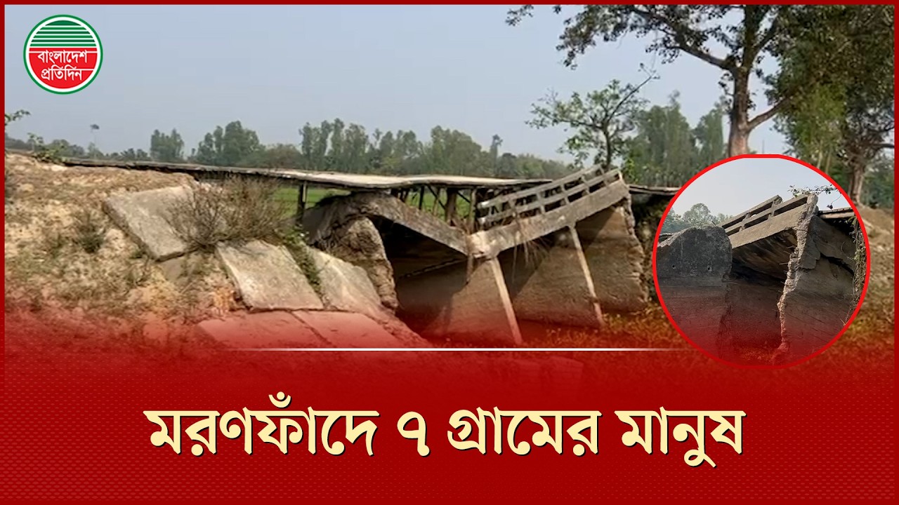 উল্টে পড়া সেতুতে ঝুঁকিপূর্ণ পারাপার | Dangerous Bridge | Kurigram News