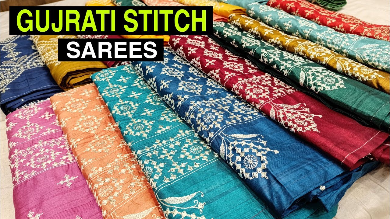 Gujrati Stitch On Blended Tusser Silk Sarees Manufacturer in Burrabazar, Kolkata