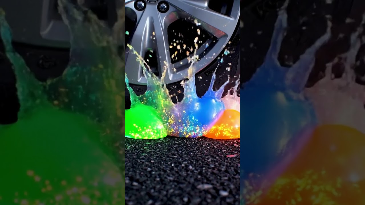 Car Tire Crushing Glowing Slime Pods  | Ultra Realistic 4K ASMR