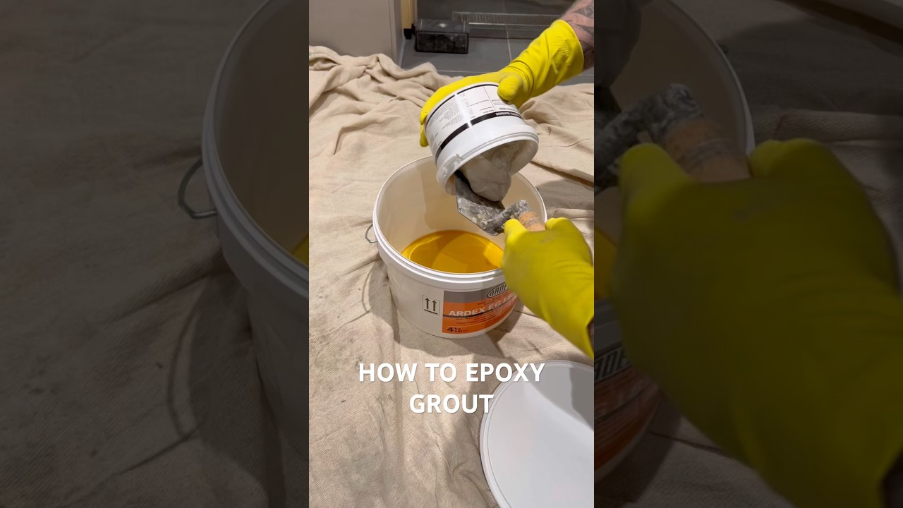 How to mix & use epoxy grout . Mix it , spread it & wash 🧽 clean ✅ #epoxy #grouting  #howto #asmr