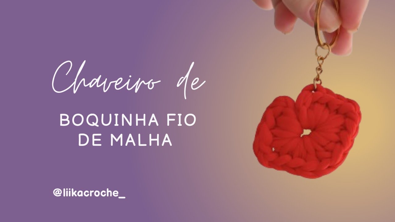 chaveiro de boca fio de malha crochê