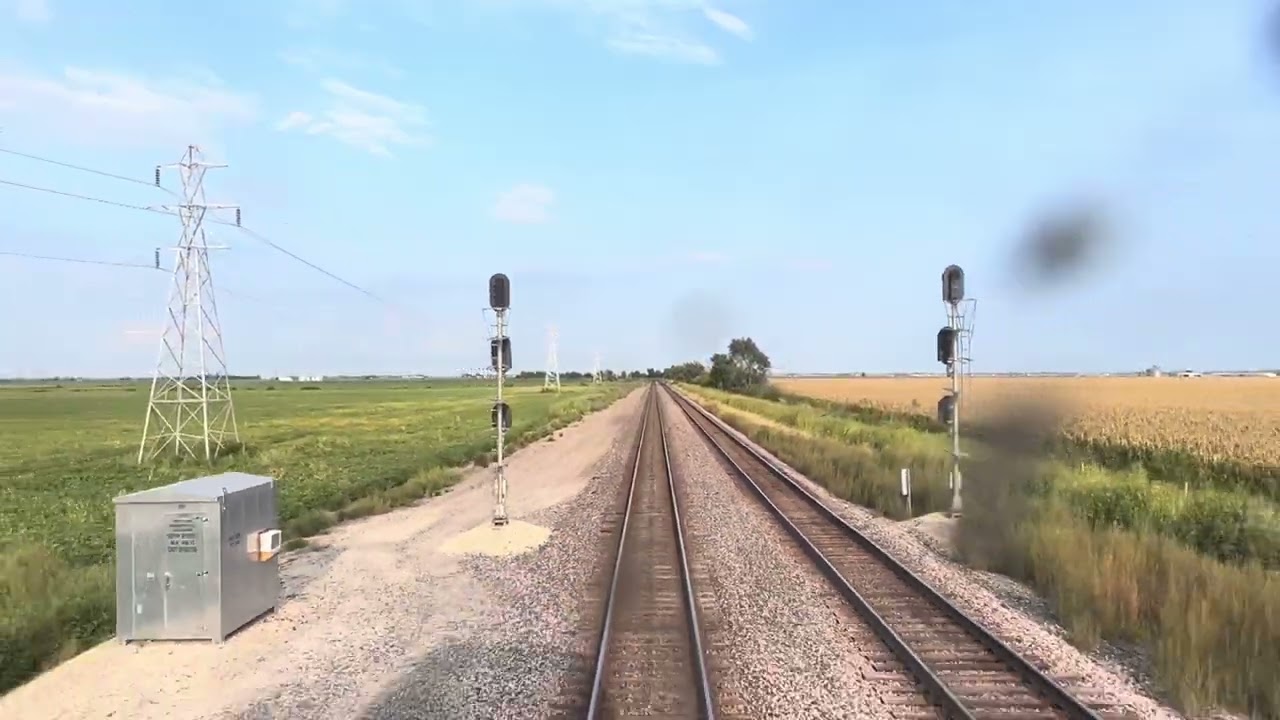 Amtrak’s Southwest Chief departs Galesburg, Illinois, & to west of Cameron, Illinois