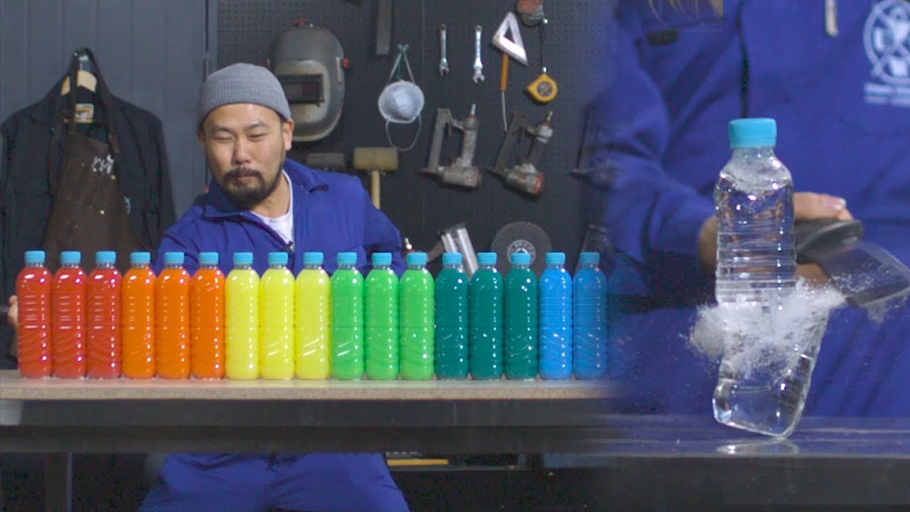 파괴신 천대광의 물병 자르기 세계 기록 도전 [대광이형] Water Bottle Cutting in Slow Motion