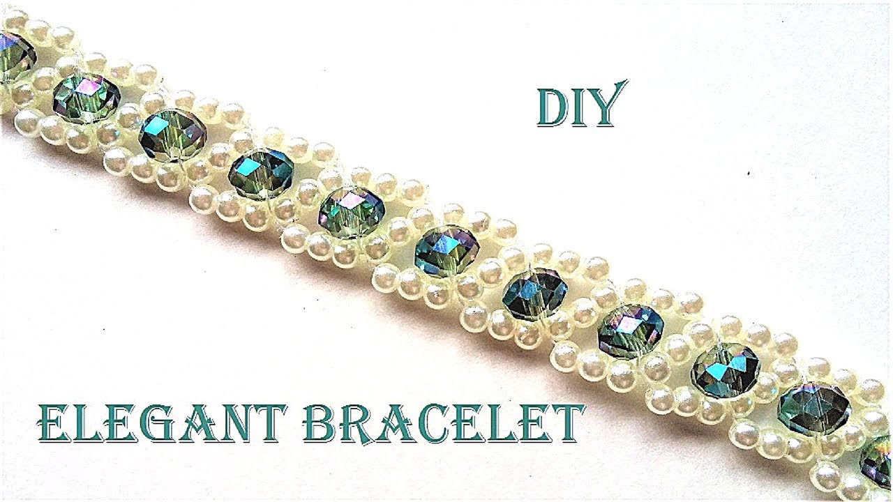 How to make pearls and crystal bracelet. Easy pattern.