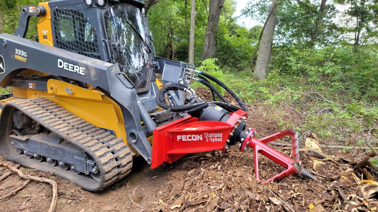Тестирование Fecon Stumpex на Deere 333G