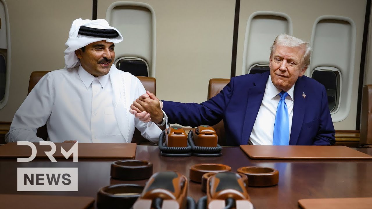JUST IN: President Trump Meets Qatar&rsquo;s Emir Aboard Air Force One | Al Udeid Air Base, Doha | AC15