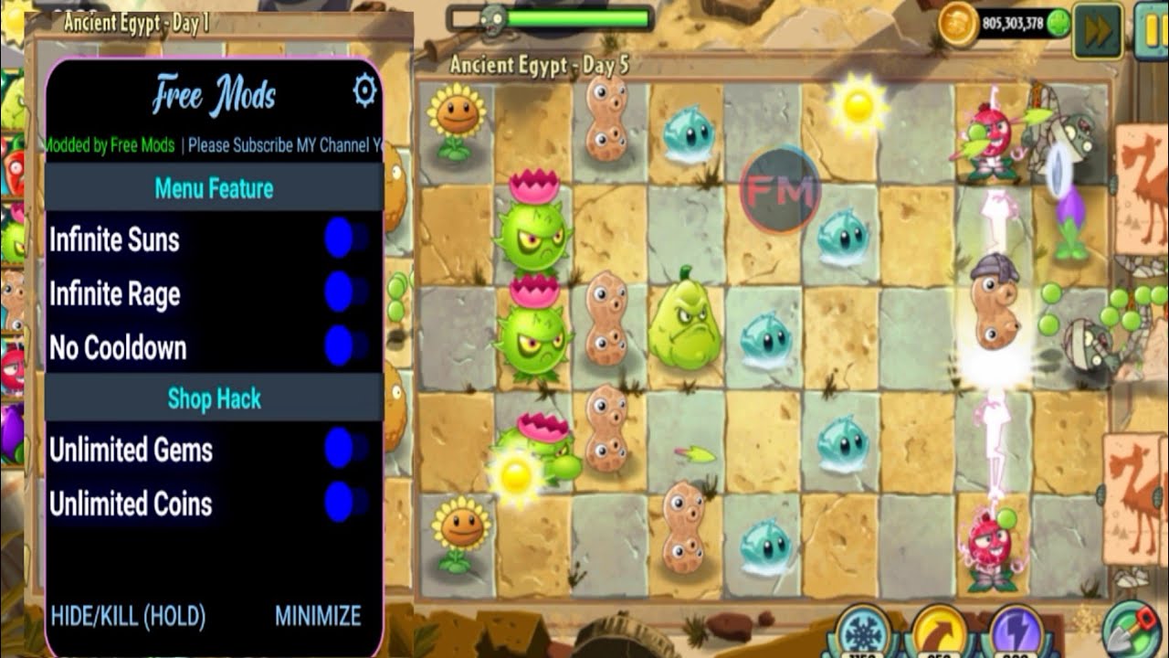 plants vs zombie 2 apk mod menu