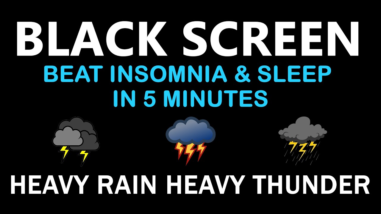 Intense Night Rain & Thunder | Black Screen | Deep Sleep Sounds to Calm the Mind