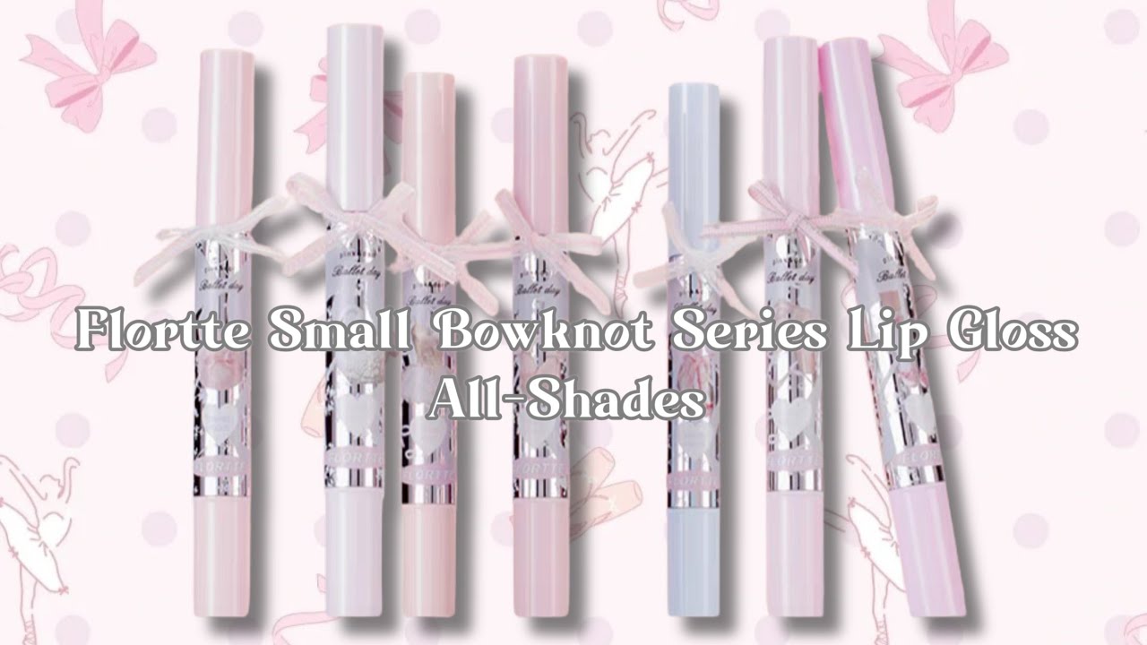 NEW VIRAL BALLETCORE LIPGLOSS 🩰🦢✨ FLORTTE SMALL BOWKNOT LIPGLOSS ALL-SHADES UNBOX, SWATCHES & REVIEW