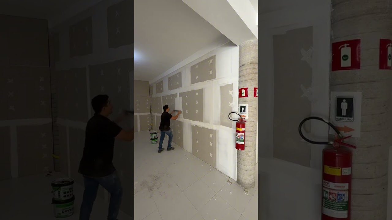 Segunda demão de tratamento de juntas