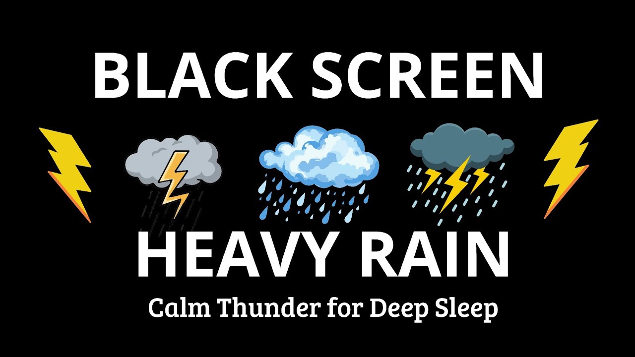 Relentless Heavy Rain & Thunder in the Dark | BLACK SCREEN Night Storm Ambience for Sleep
