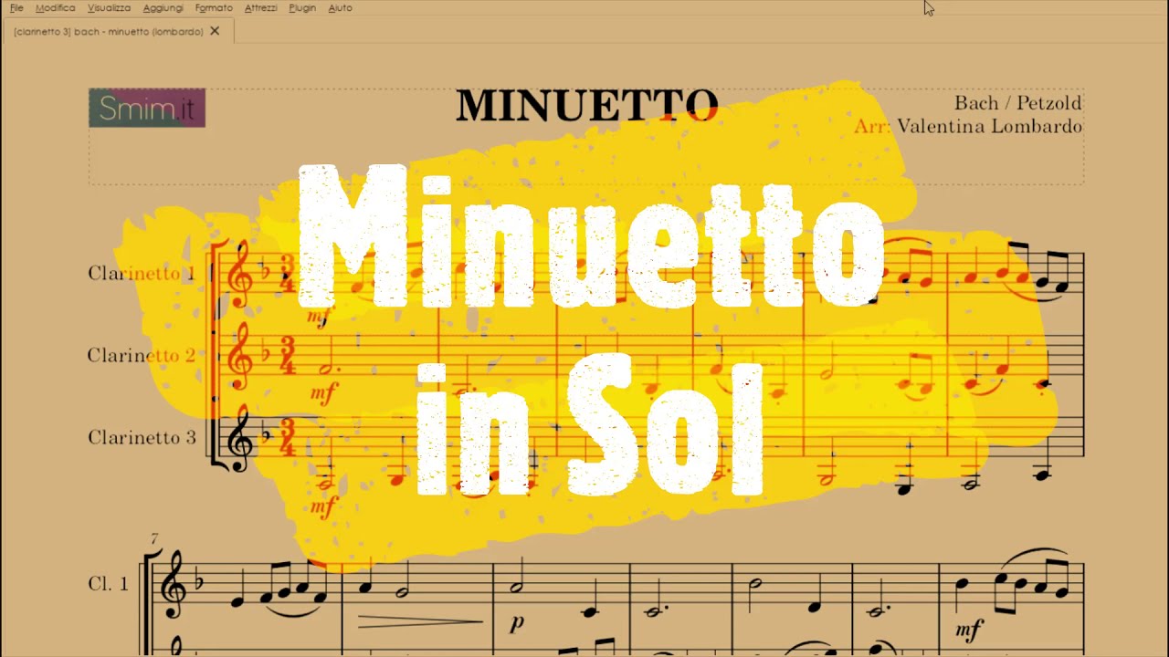 Bach: Minuetto in Sol | Spartito gratis per trio di clarinetti