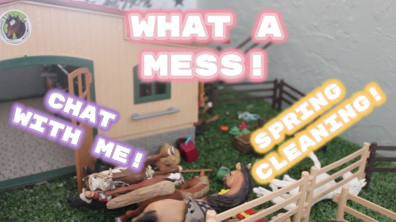 Cleaning My Schleich Stables - Chat With Me + Tack Shop + Shoutout + New Kitten?