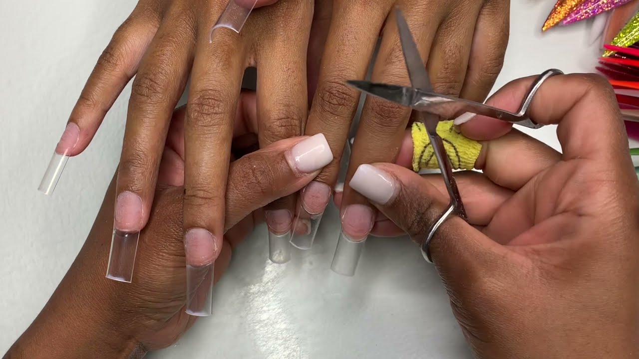 Glitter Ombre Hand Drawn Flame Acrylic Nails