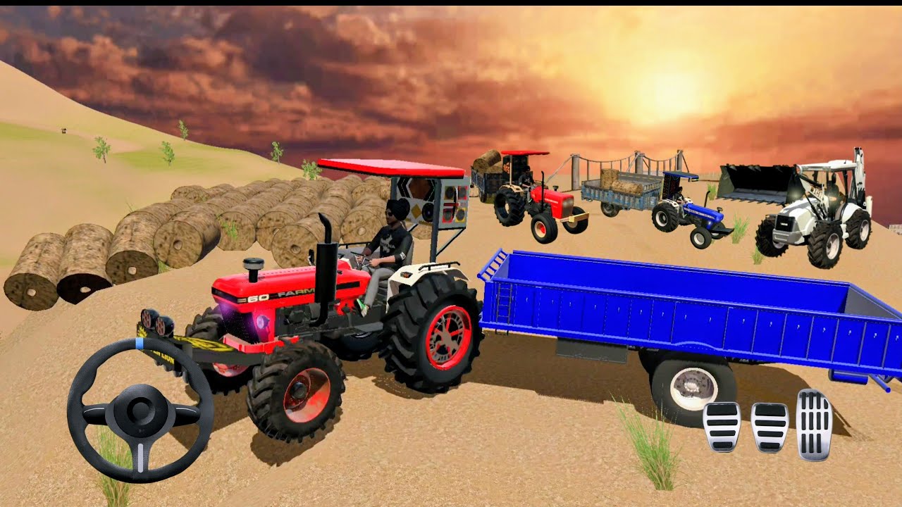FARMTRAC, Swaraj & New Holland Tractor Farming 🚜 | JCB Round Balls Loading & Mountain Challenge |