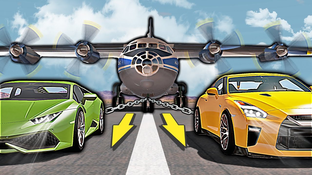 Can a Supercars Pull an Airplane? - BeamNG Drive